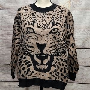 NEW!!! Women's boutique cat face print sweater Sz.L/XL